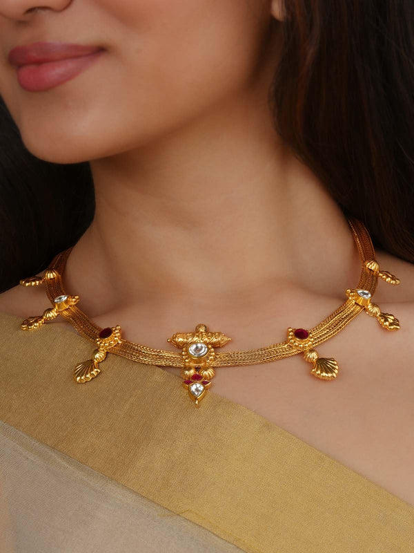 Gold Plated Temple Necklace - MN536