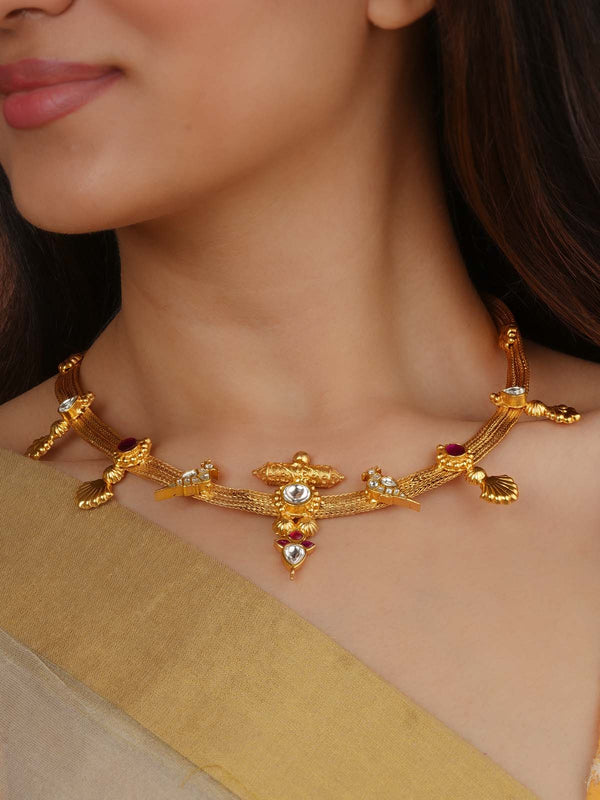 Gold Plated Temple Necklace - MN537