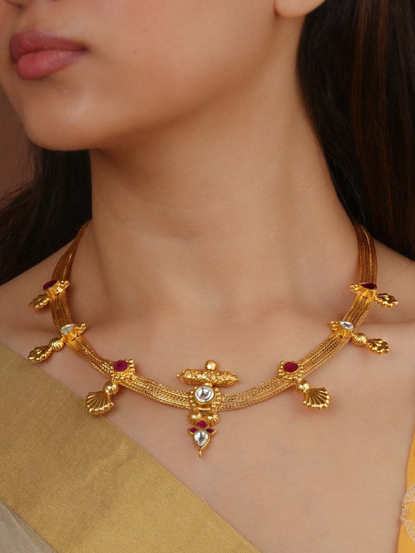Gold Plated Temple Necklace - MN538