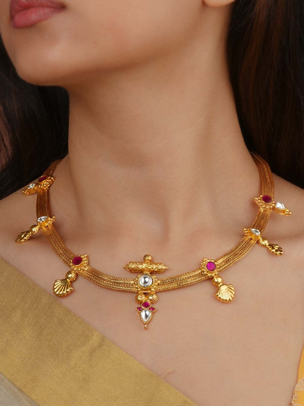 Gold Plated Temple Necklace - MN538