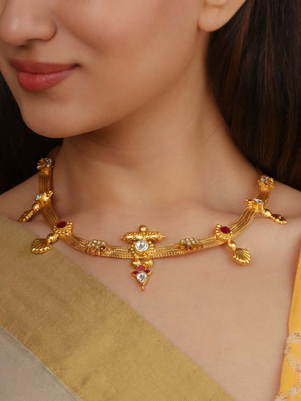 Gold Plated Temple Necklace - MN539A