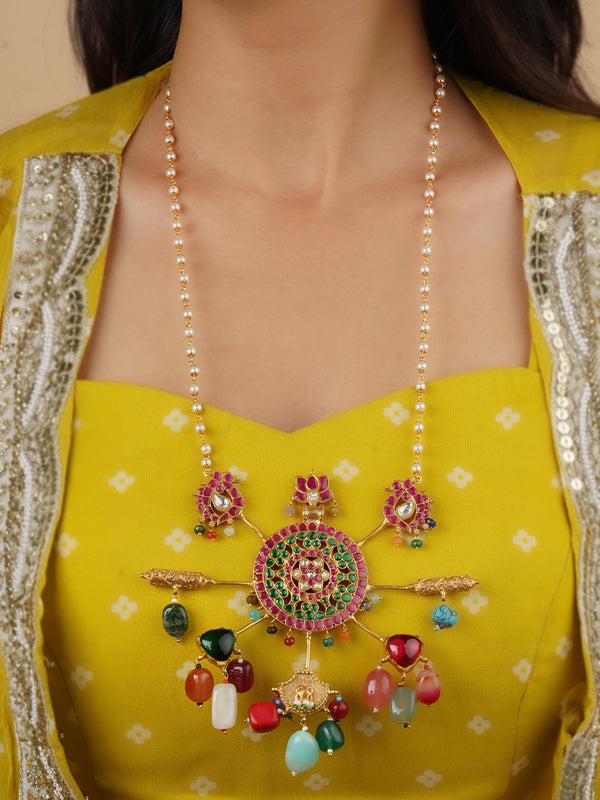 Multicolor Gold Plated Necklace - MN585M