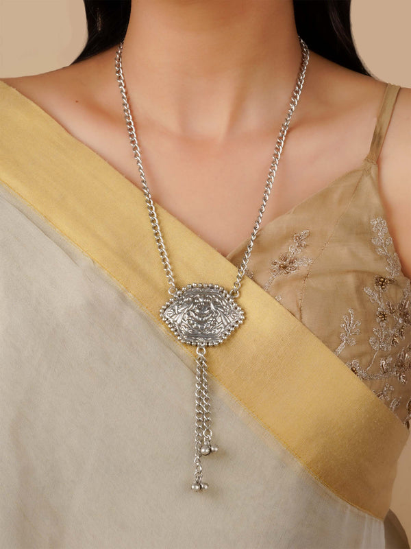 Grey Color Silver Plated Necklace - MN619