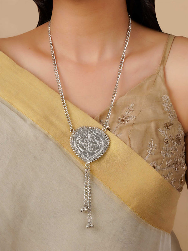 Grey Color Silver Plated Necklace - MN621