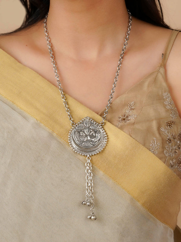 Grey Color Silver Plated Necklace - MN622