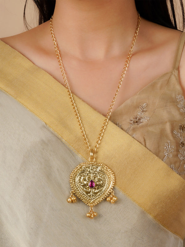 Pink Color Gold Plated Necklace - MN623P