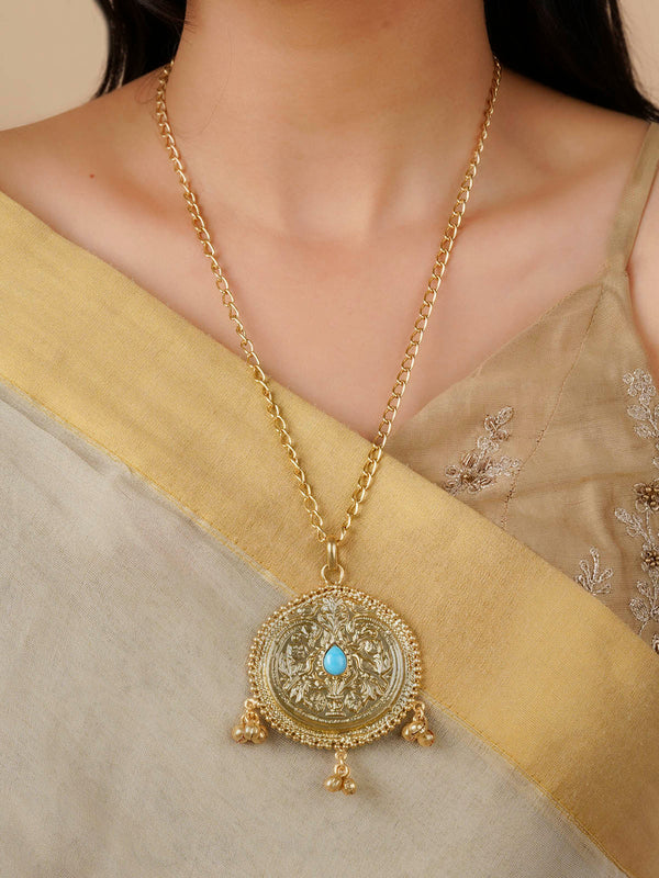 Firoza Color Gold Plated Necklace - MN624F