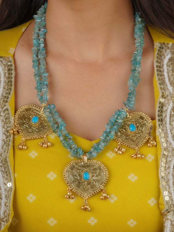 Firoza Color Gold Plated Necklace - MN625F