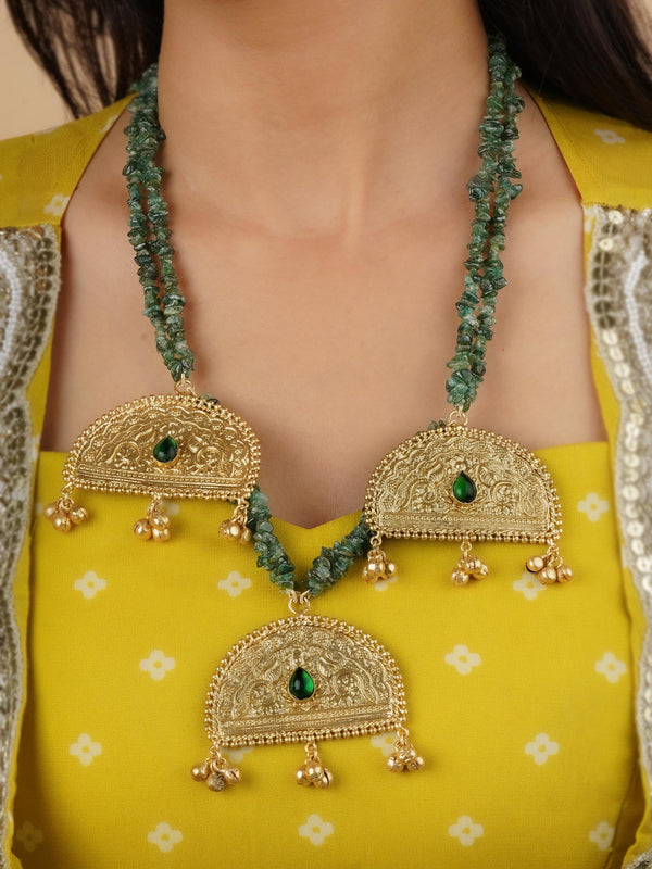 Green Color Gold Plated Necklace - MN626GR