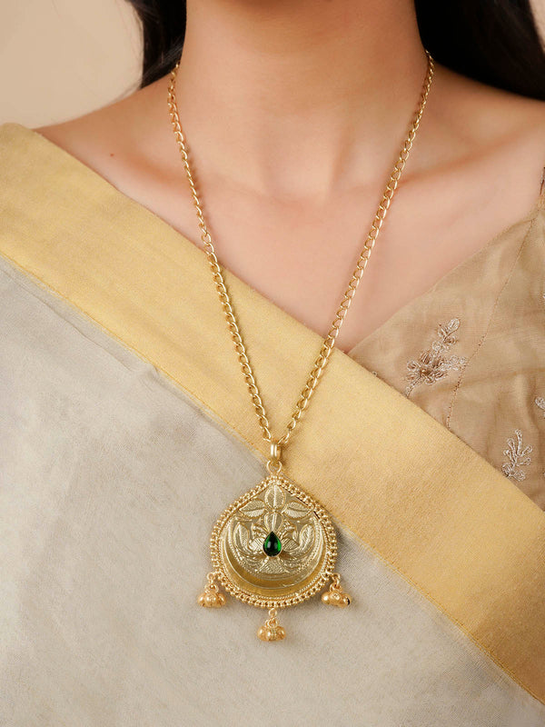 Green Color Gold Plated Necklace - MN634GR