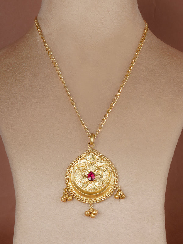 Pink Color Gold Plated Necklace - MN635P