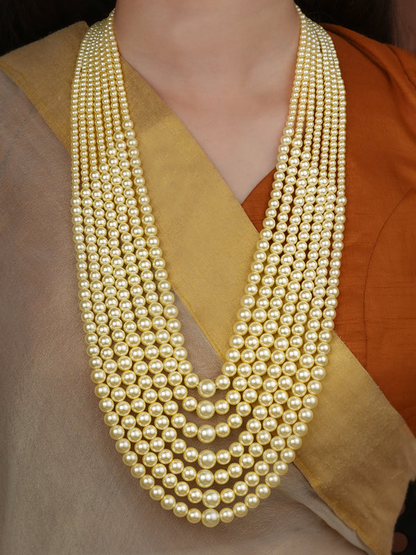 Beige Color Gold Plated Necklace - MN657