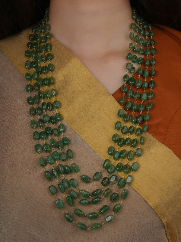 Green Color Gold Plated Necklace - MN659GR