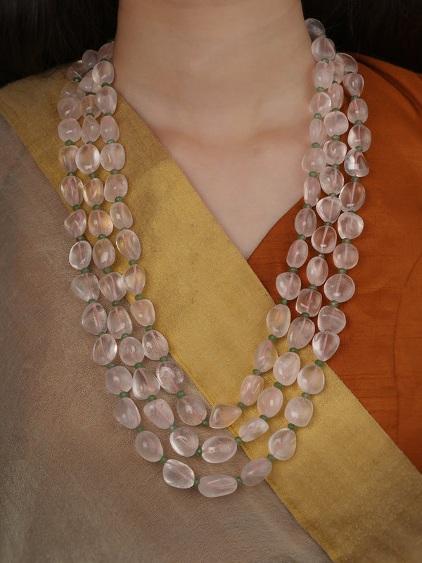 Baby Pink Color Gold Plated Necklace - MN660LP