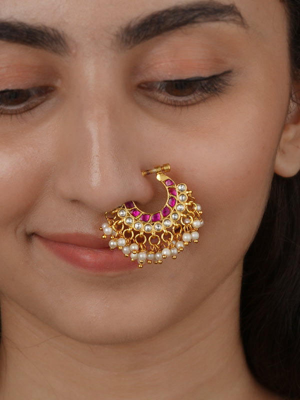 Gold Plated Jadau Kundan Nosering - MNTH212
