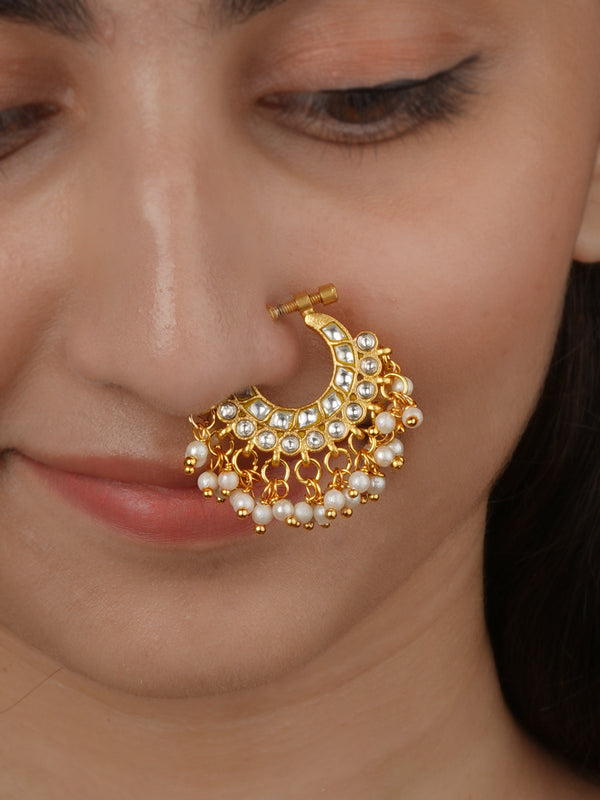 Gold Plated Jadau Kundan Nosering - MNTH212