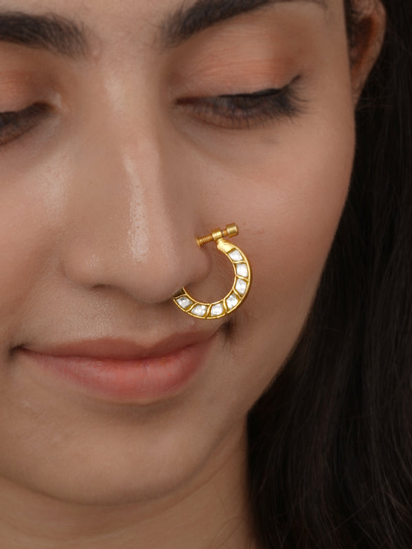 Gold Plated Jadau Kundan Nosering - MNTH213