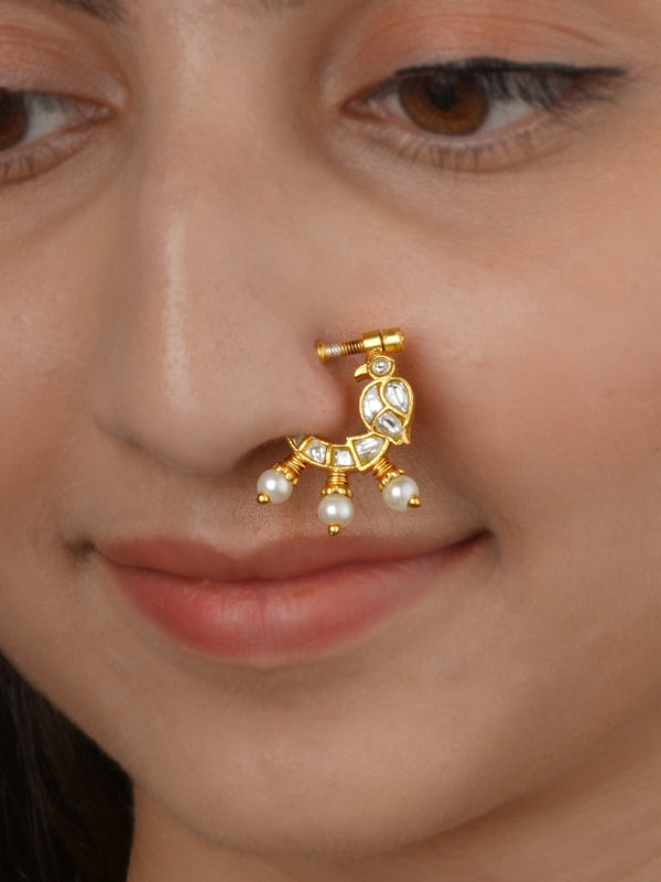 Gold Plated Jadau Kundan Nosering - MNTH214