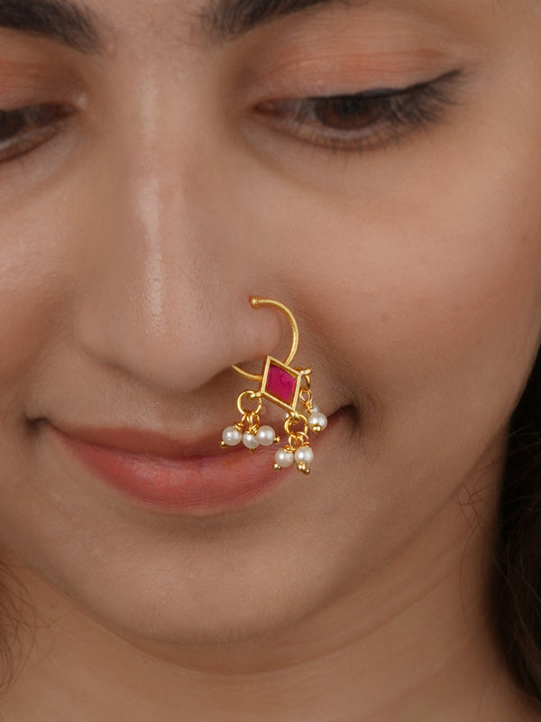 Gold Plated Jadau Kundan Nosering - MNTH217