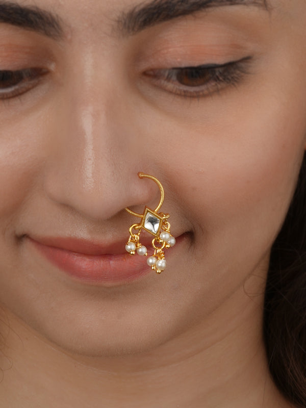 Gold Plated Jadau Kundan Nosering - MNTH217