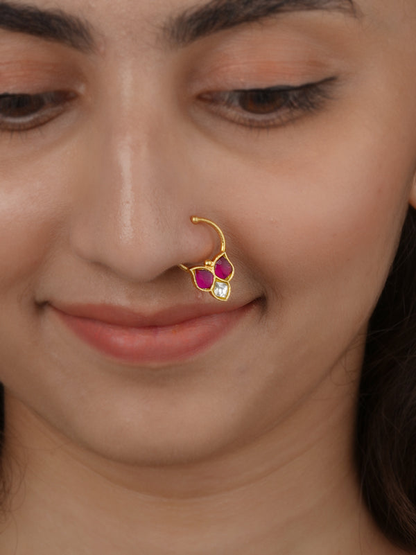 Gold Plated Jadau Kundan Nosering - MNTH222