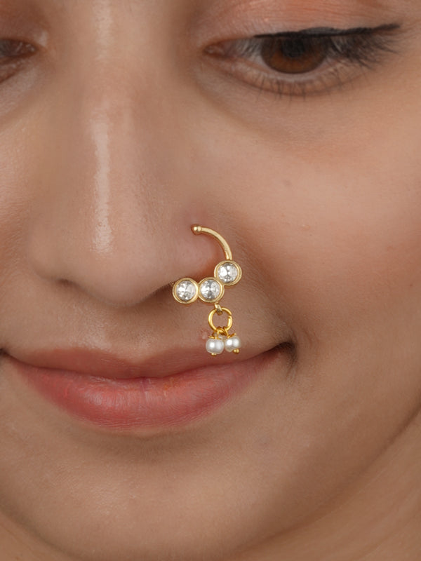 Gold Plated Jadau Kundan Nosering - MNTH224
