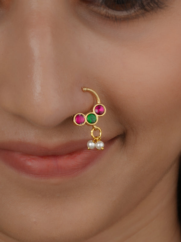 Gold Plated Jadau Kundan Nosering - MNTH224
