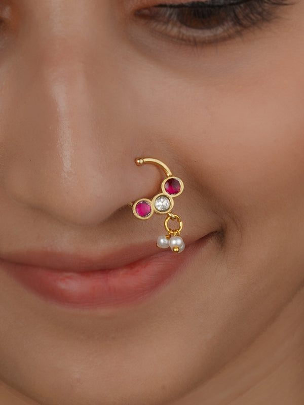 Gold Plated Jadau Kundan Nosering - MNTH224