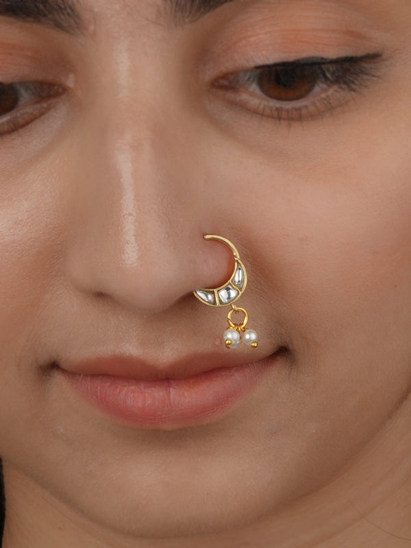 Gold Plated Jadau Kundan Nosering - MNTH225