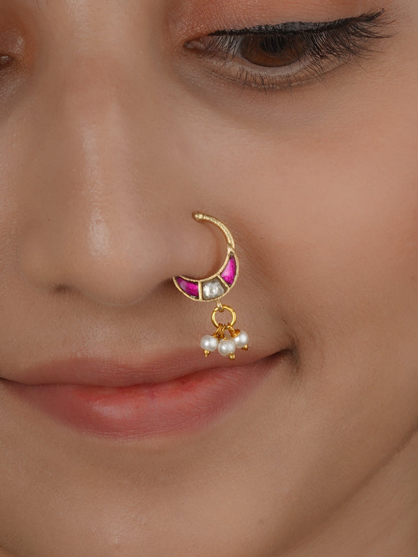 Gold Plated Jadau Kundan Nosering - MNTH225