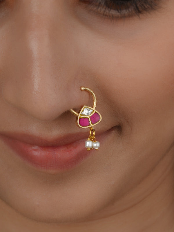 Gold Plated Jadau Kundan Nosering - MNTH226