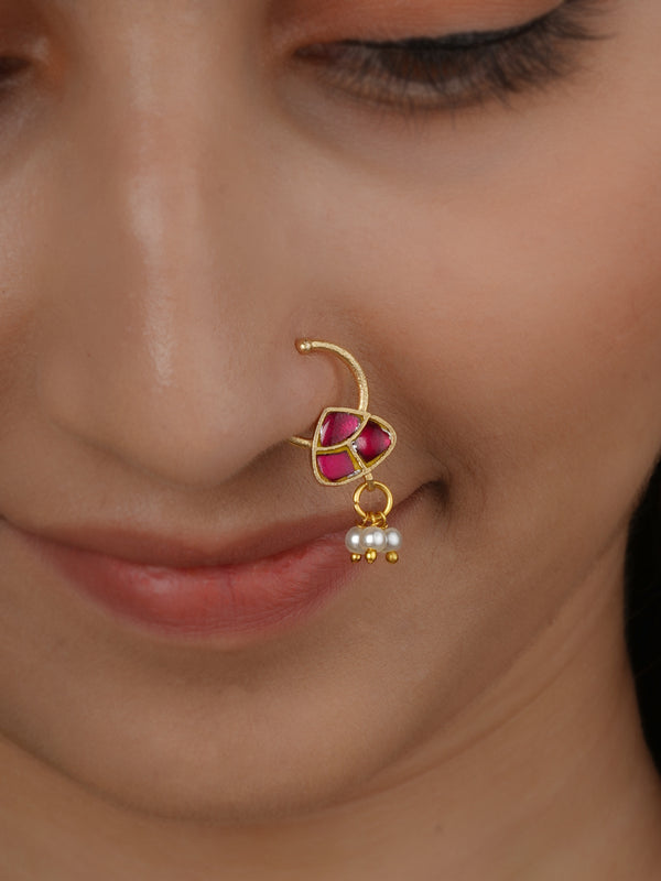 Gold Plated Jadau Kundan Nosering - MNTH226