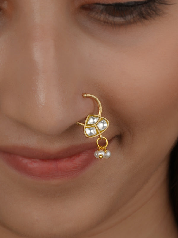 Gold Plated Jadau Kundan Nosering - MNTH226