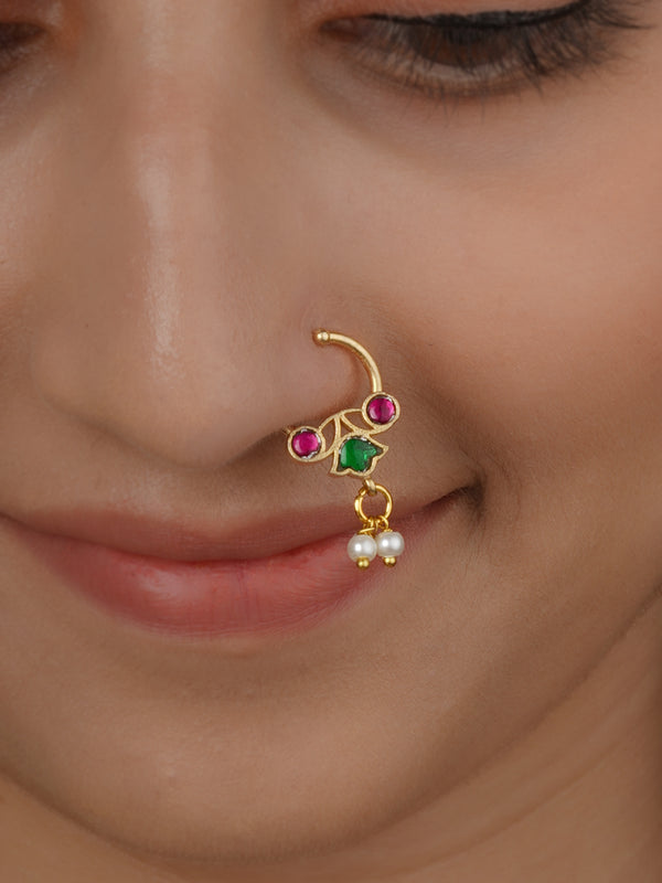 Gold Plated Jadau Kundan Nosering - MNTH227