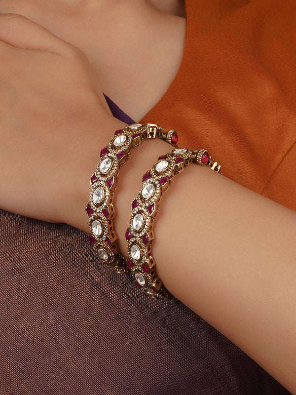 Pink Color Moissanite Bangles - MO-B12WP