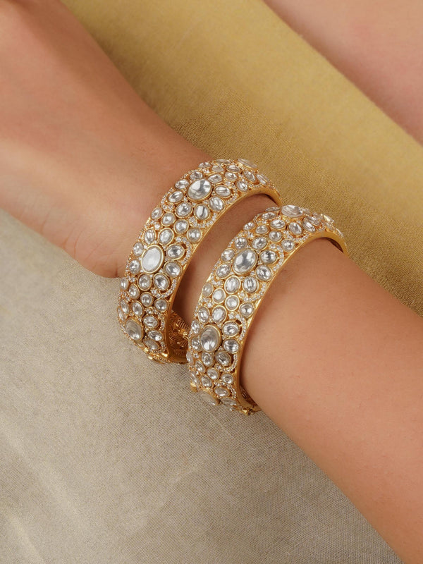 MO-B1W - White Color Gold Plated Moissanite Bangles