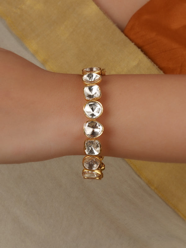 White Color Gold Plated Moissanite Bangles (One Pair) - MO-B22