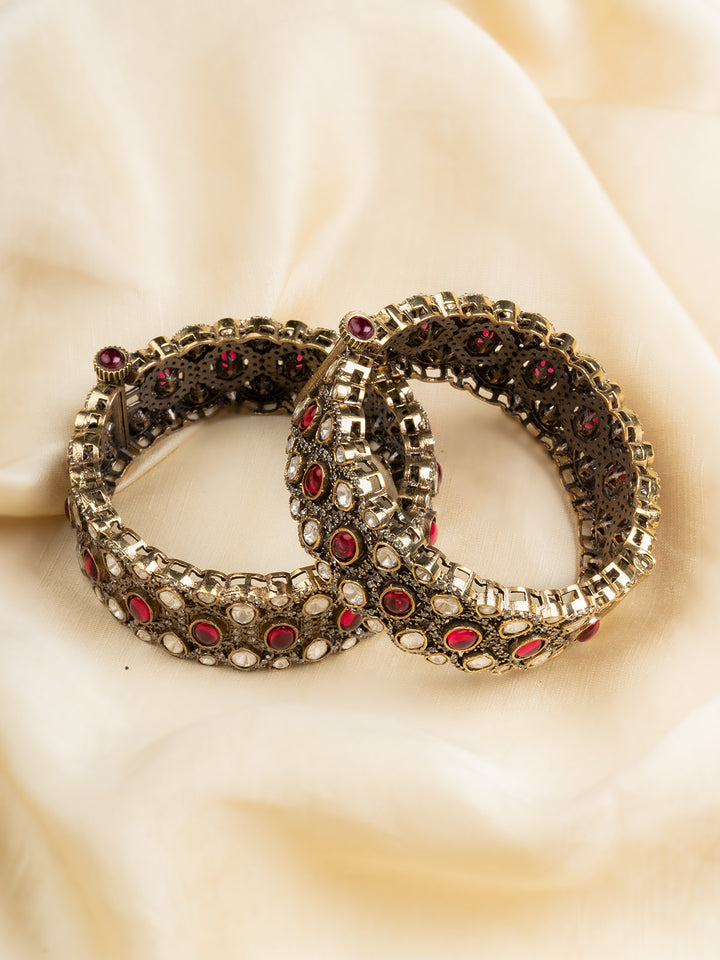 MO-B9WP - Pink Color Jadau Kundan Bangles