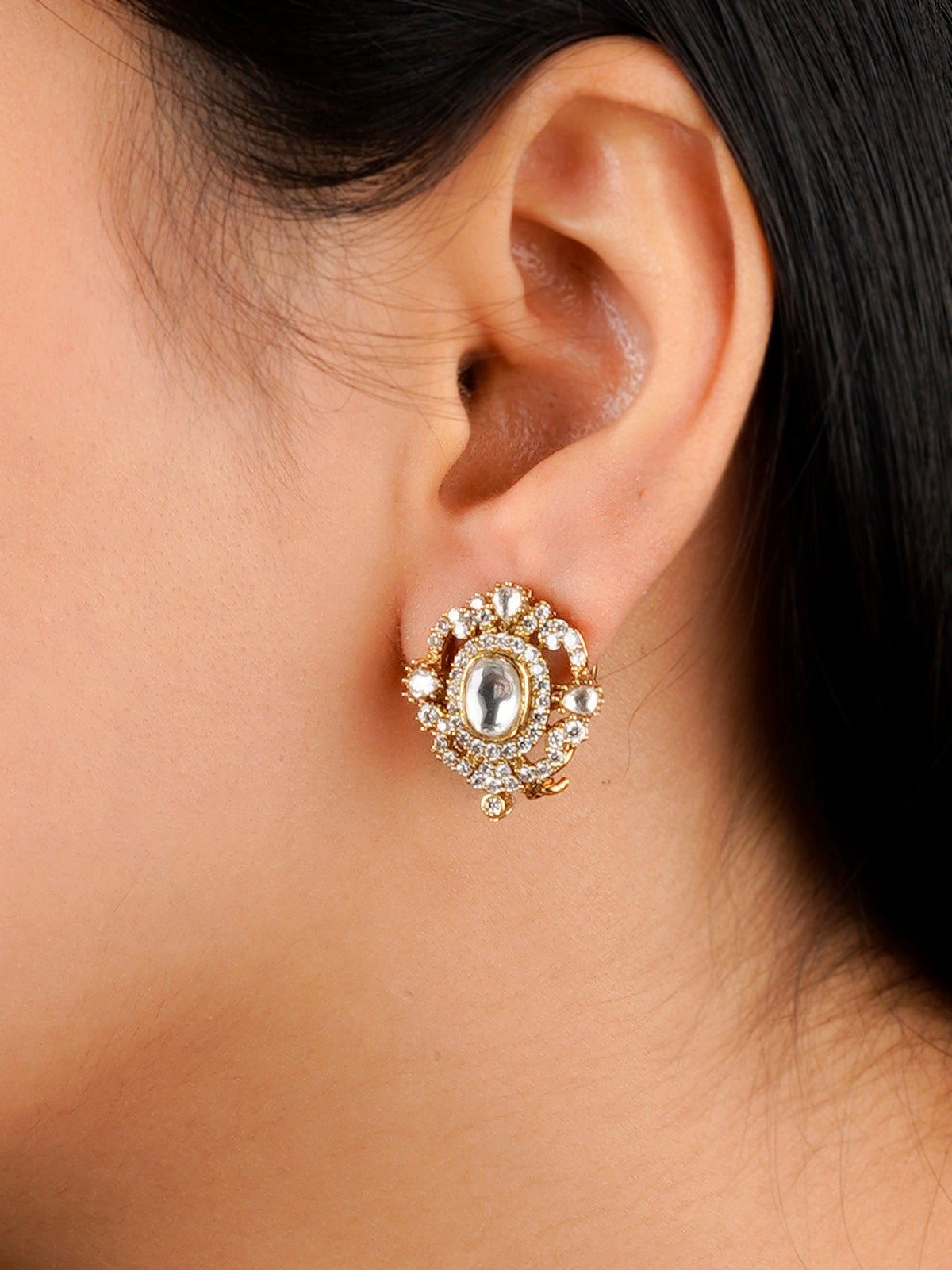 MO-EAR26 - White Color Gold Plated Moissanite Earrings