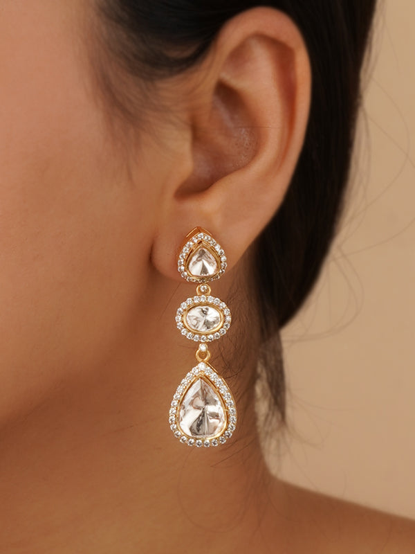 MO-EAR30 - White Color Gold Plated Moissanite Earrings