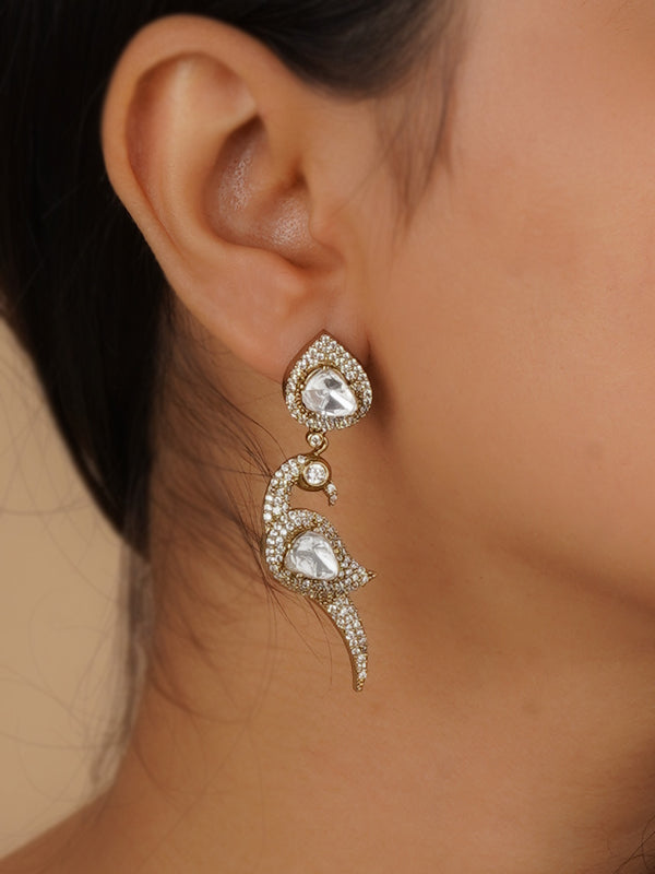 MO-EAR32 - White Color Gold Plated Moissanite Earrings