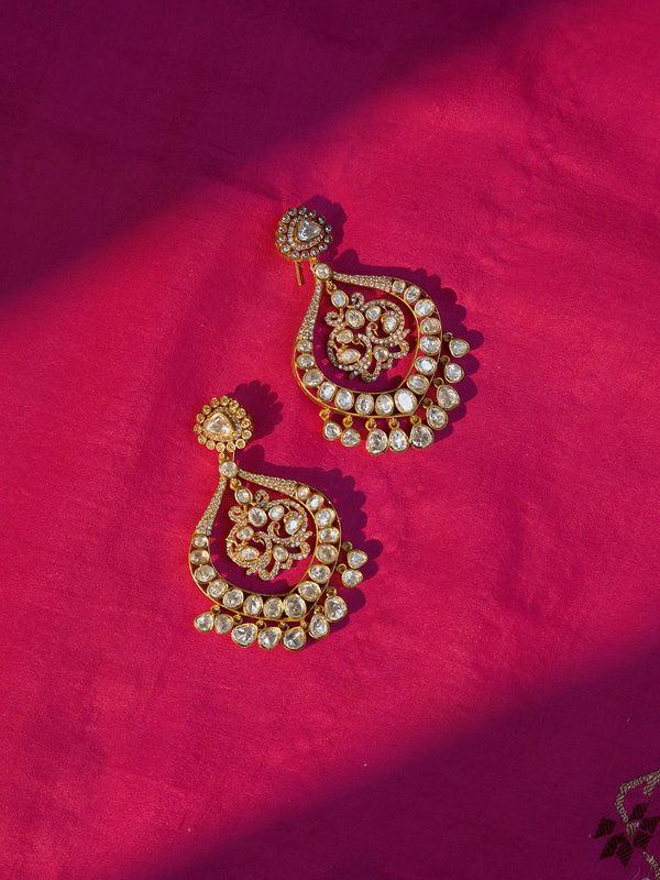 White Color Gold Plated Moissanite Earrings - MO-EAR59