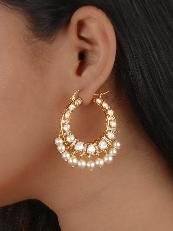 White Color Gold Plated Moissanite Earrings - MO-EAR71