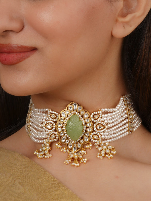 Green Color Gold Plated Moissanite Necklace - MO-N11