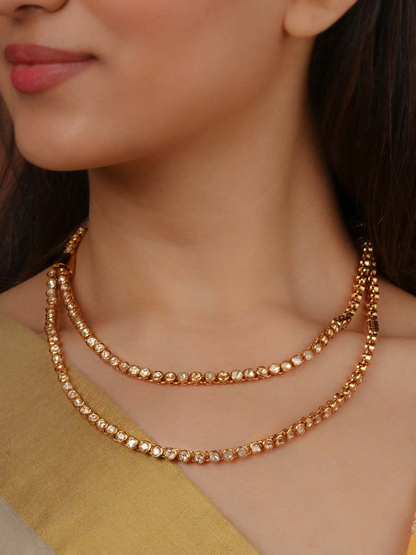 White Color Gold Plated Moissanite Necklace - MO-N18