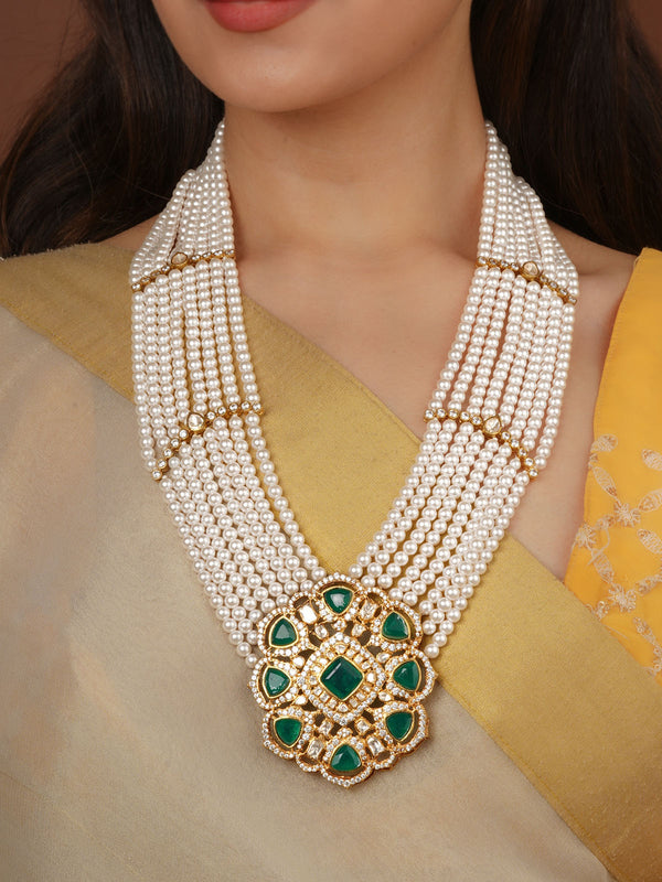 Green Color Gold Plated Moissanite Necklace - MO-N21GR