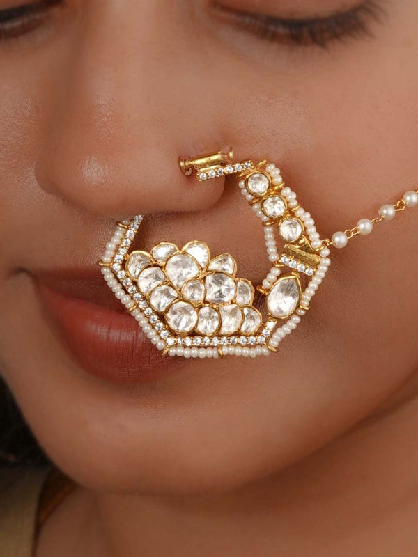 White Color Gold Plated Moissanite Nosering - MO-NTH4