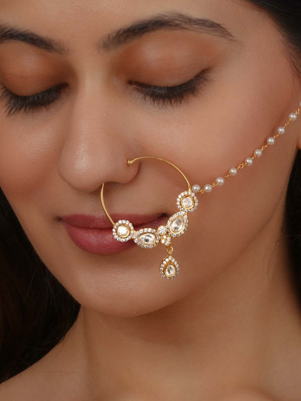 White Color Gold Plated Moissanite Nosering - MO-NTH6