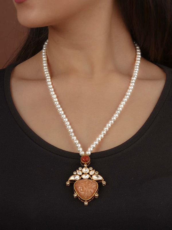 Orange Color Gold Plated Moissanite Necklace Set - MO-S131