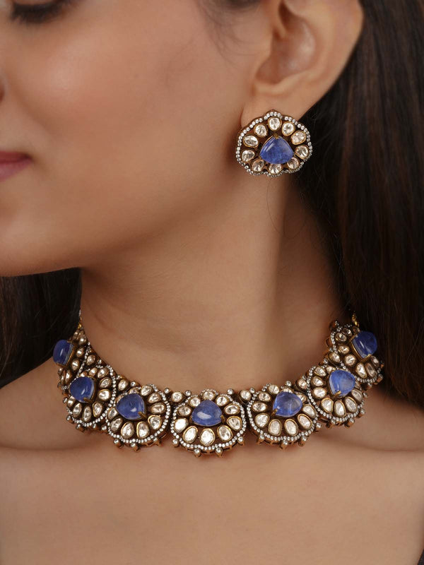 Gold Plated Moissanite Necklace Set - MO-S137